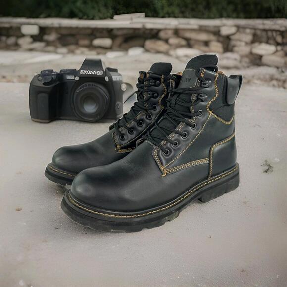 Other - APIS Mt. FiTec Motorcycle Work Boot US 8 D Black Leather Soft Toe Lace-Up Boots